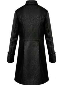 HZY Men Steampunk Vintage Costume Retro Gothic Victorian Frock Coat Uniform - 黑色 - 查看 8