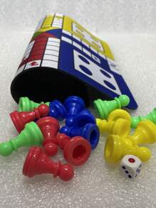 1 Set Ludo Travel Game Set New 9.5" Folding Rubber Board With 16 Chess Pieces 1 Dice For Classic Portable Strategy Play Family Ludo Learning Game