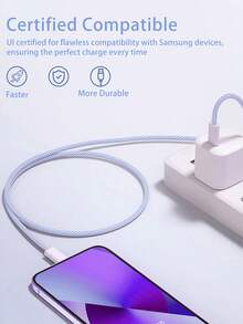 60W Type-C 转 USB-C 彩色快充线，高速充电，兼容多种 Type-C 设备，支持快充，兼容 17/16/15/Pro/Pro Max - 紫色 - 查看 4