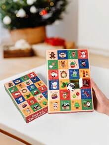 5 piezas Caja de regalo de Navidad, Calendario de Adviento de 24 días, Diseño creativo de 12 y 24 cuadrículas, Caja de embalaje de regalo para crear ambiente navideño, Experiencia interactiva de desempaquetar, Caja de regalo de Nochebuena, Adecuado para decoración de fiesta de Navidad y escenarios de entrega de regalos