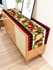 1 pieza Camino de mesa con estampado de serie navideña, 4 piezas Individuales con estampado navideño, adecuado para fiestas, cumpleaños, cenas, decoración de cocina y comedor, decoración del hogar y sala de estar para todas las temporadas - Multicolor - Ver 12