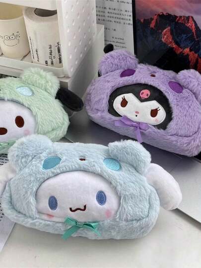 Sanrio 1 Stück großes Mädchen Cartoon Sanrio Bleistiftmäppchen Melody Kuromi Schüler Aufbewahrungsbox mit Reißverschluss Bleistiftbeutel Schüler Zubehör