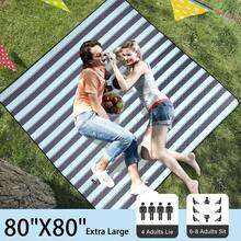 Manta de picnic para exteriores, extragrande, 80 x 80 pulgadas, impermeable, plegable, portátil, con correa de transporte, para tapete de playa - gris&verde - Ver 10