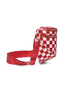 Classic Checkered Design Crossbody Bag–Matches Diverse Styles For Outings, Commutes & Leisure Time  Ample Space For Daily Errands, Casual Outings & Travel Adventures - Kẻ caro đỏ - Xem 3