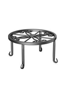 1PC Sturdy Metal Plant Stand With Flower Pot Holder - Rust-Resistant Iron Garden Planter Stand For Indoor & Outdoor Use, Circular Design,Outdoor & Garden - Black - View 8