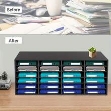 YUNRUX Office Document Organizer Desk Tray 24 Compartments Black Letter Tray - Multicolor - View 7