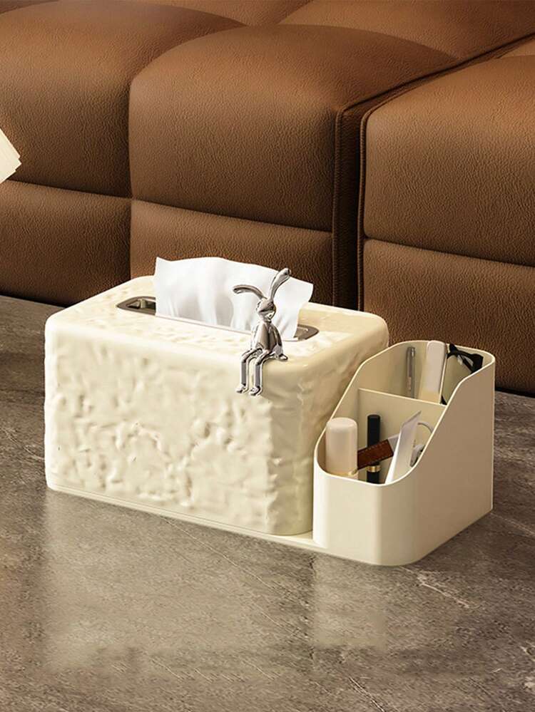 1 件简约时尚水波冰川图案纸巾盒，透明乳白色 PET 材质，适用于家庭、商业、办公室、客厅、酒吧、入口、卧室、浴室梳妆台、书桌装饰、节日礼物 - 彩色 - 查看 14