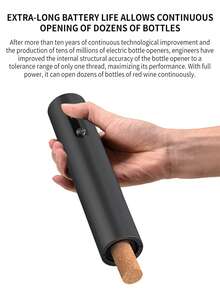 CLITON 电动葡萄酒开瓶器，电池供电自动开瓶器，葡萄酒爱好者的礼物，男女皆宜（黑色）