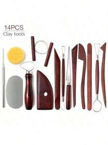21 Piece Rosewood Pottery Tools Set, Clay Sculpture Carving Detailing Needles, Dotting Pen, Pottery Forming Tools