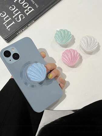 Love Design Simple Advanced Phone Stand Folding&Minimalist Solid Color Glitter Shell Phone Stand,Extensible Desktop Holder Portable,Stable For Watching,Gift For Birthday, Family, Friends Push-Pull Phone Grip, Phone Accessories,Universal Mobile Phone Holder