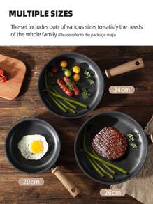 Cookware Set Titanium Non-Stick Pan, Flat Non-Stick Pan, All-In-One For Frying, Boiling And Stir-Frying, Non-Stick Pan For Stir-Frying, Induction Cooker, Universal