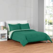 7-Piece Reversible Bed In A Bag Comforter Set With Sheets, Blue Floral, Queen - Green - View 1