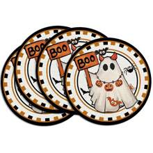 1/2/4pcs Ghost Pattern Halloween Round Placemats, Black Holiday Round Dining Table Mats, Suitable For Party, Kitchen, Dining, Breakfast, Coffee Decor