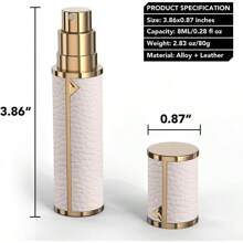 Travel Perfume Refillable Atomizer, 8ml Mini Genuine Leather Cologne Sprayer, Protable Pocket Size Empty Fragrance Spray Bottle(White)