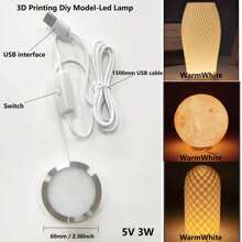 3D Printed Desk Lamp LED Light Kit, DIY Model, USB Powered, Warm White Light, Super Thin 8mm LED Downlight, Can Be Used As Cabinet, RV, Camping Lighting, Easter Gift, For Tech Enthusiasts, Light Kit Only, No 3D Printed Model - Warm white light - View 2