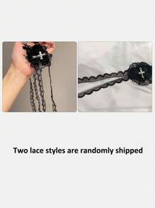 1 件女式朋克时尚哥特式白色蕾丝心形眼罩装饰，黑暗十字架角色扮演配饰，护士、洛丽塔、女巫化妆派对项链吊袜带，万圣节