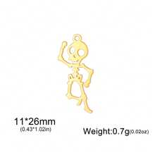 1 pieza Esqueleto bailarín minimalista de acero inoxidable, colgante de araña y murciélago, accesorio creativo con diseño de Halloween adecuado para collar, pulsera, llavero, aretes, accesorios hechos a mano DIY