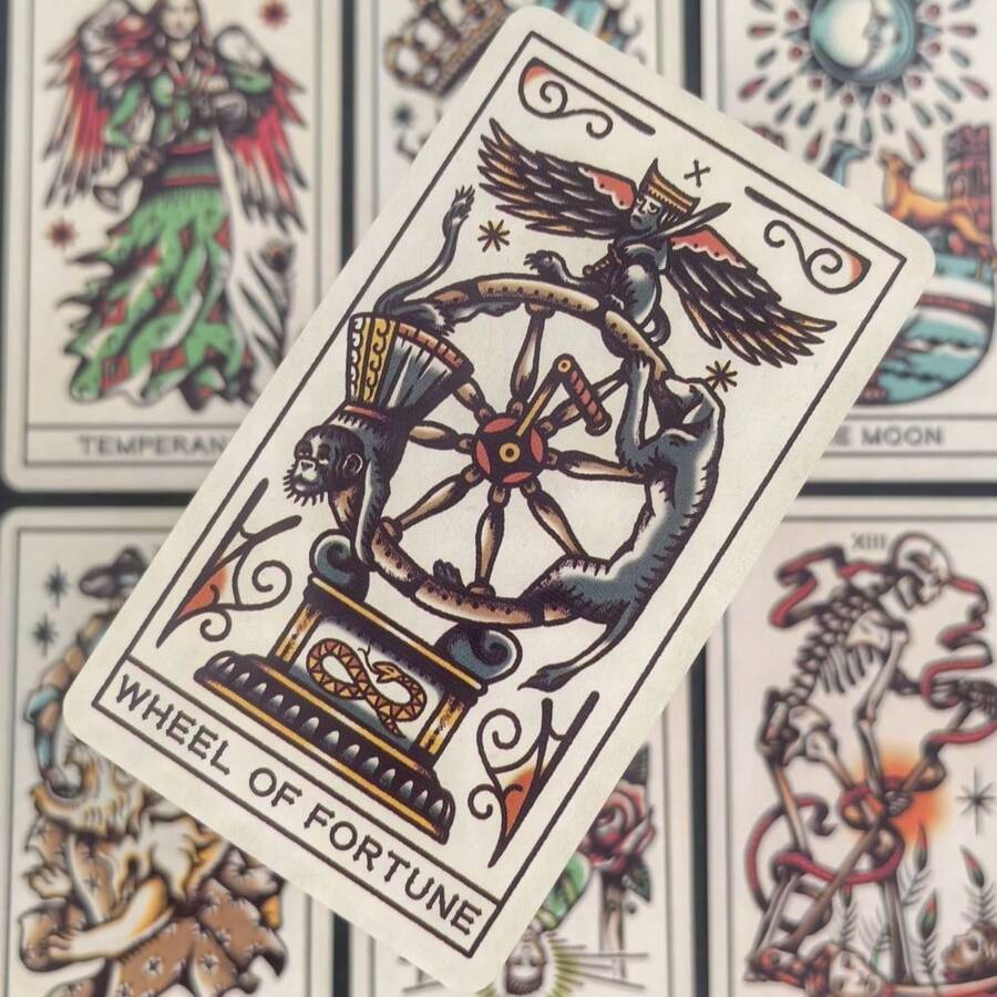 纹身塔罗牌游戏卡，趣味休闲塔罗牌，派对桌游，派对氛围道具，朋友聚会游戏道具，送给朋友的礼物 - 彩色 - 查看 1