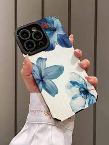 1 pieza Nuevo estuche de teléfono de silicona suave con estampado floral, compatible con Apple 15/15PLUS/15PRO/15PROMAX, resistente al agua, a los golpes, a las caídas y a los arañazos - Multicolor - Ver 4