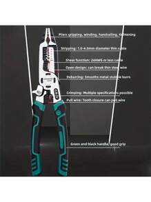 1pc 10-In-1 Electrician's Steel Wire Pliers, Multi-Function Wire Stripper Needle-Nose Pliers Steel Wire Cutter Crimping Tool Household Electrician Pliers