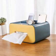 Creative Plastic Multifunctional Tissue Box Remote Control Storage Tissue Box Dust-Proof Tissue Canister Desktop Storage Box - Multicolor - Ver 4