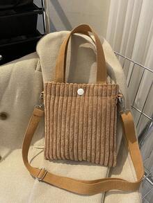 1 件灯芯绒单肩包轻便迷你斜挎包街头时尚手提包女士钱包钱包钱夹 - 彩色 - 查看 18