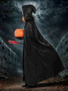 CAPE, HALLOWEEN, BLACK CLOAK, UNISEX, COSPLAY, ANIME, - 黑色 - 查看 2