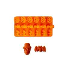 1pc Halloween Silicone Chocolate Moulds, 18 Cavity Pumpkin, Cat, Ghost, Bat, Skull, Tombstone Shapes Baking Molds For DIY Fondant, Chocolate, Candy, Jelly, Pastry Cake Decorating Tools, Soap, Candle Mold