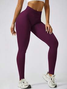 NcmRyu 1件装 女士休闲瑜伽、健身、跑步、网球训练户外运动长裤 春季 - 紫色 - 查看 3