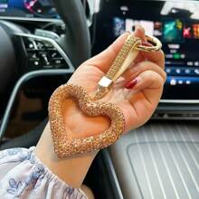 1 buc breloc strălucitor cu inimă și stras, cadou de Crăciun personalizat, breloc drăguț pentru prietenă, accesoriu de modă strălucitor din aliaj de zinc pentru toate anotimpurile, accesorii pentru genți, șnururi cu suport pentru legitimație, accesorii auto, brelocuri pentru genți