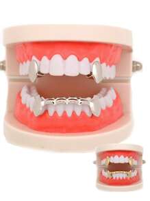 18k Gold Plated Grillz Vampire Dracula Teeth Grillz 1-3pcs Single Fangs And 6 Bottom Grillz Set & Single Teeth - Multicolor - View 6