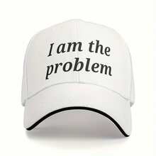 "I Am The Problem" Funny Trucker Hat For Men & Women - White Baseball Cap With Bold Black Text, Structured Non-Stretch Fabric, Casual Humorous Statement Accessory - White - View 8