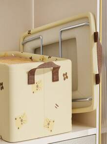 1 pieza Caja de almacenamiento de ropa plegable y plegable con asa, gran capacidad, cesta de almacenamiento portátil reforzada para ropa de cama, edredón, ahorro de espacio en el armario, dormitorio, hogar, dormitorio, cesta de lavandería, organizador de juguetes