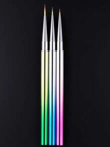 Set de 3 piezas, cepillo de uñas de varilla metálica de colores, bolígrafo estiramiento, bolígrafo de pintura, bolígrafo de estiramiento fino, bolígrafo de gancho de flor, suministros para uñas, accesorios para uñas, herramientas para uñas