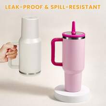 4 件兼容 杯配件、Incloud 1 件 40 盎司杯盖替换装、1 个 7.5 厘米杯垫、1 根吸管、1 个适用于 的刷子、可重复使用的杯盖、1 件适用于 杯的防溢防溅杯盖 - 彩色 - 查看 8