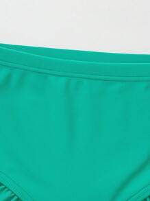 Balabala Young Girl Summer Cute Polka Dot Print Tankini Green Summer Beach - Green - View 10