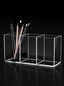 1 pieza Soporte transparente para brochas de maquillaje, organizador de tocador transparente de escritorio para lápices de cejas, productos para el cuidado de la piel, almacenamiento compacto de cosméticos para el baño y el dormitorio