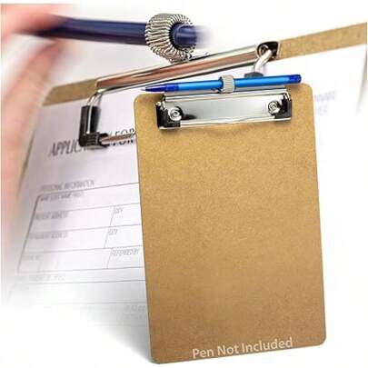 Wood Clipboard, Memo Size, Low Profile Clip With Pen Holder (83113)