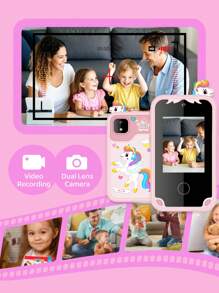 儿童电话,适合女孩和男孩的玩具,儿童智能手机玩具生日礼物,适合 2、3、5、7、8、10 岁幼儿,益智学习玩具,配备 2.8 英寸触摸屏、音乐播放器、相机、游戏、睡前故事播放、9600W 双摄像头、有趣的涂鸦和音乐游戏 - 彩色 - 查看 4