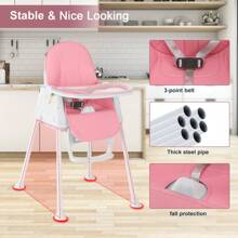 OYAJIA 4 In 1 Multi-Function Baby High Chair With Removable Tray & Dual Cup Holders | Adjustable Height Infant Feeding Seat | Convertible Toddler Dining Chair | 3-Point Harness & UK Certified (6 Month To 3 Years)