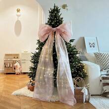 1*1,6M Weihnachtsbaum Schleifen Dekoration Organza Schleife Hängende Dekoration DIY Weihnachts Atmosphäre Dekoration Rosa Schleife Dekorierter Weihnachtsbaum Dekoration Rosa Set Hängend, Weihnachts Ritual Gefühl, Rosa Traumhafter Weihnachtsbaum - Verschiedenfarbig - Übersicht 8