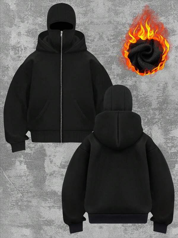 Women's Fashion Street Hip-Hop Double-Layer Hooded Cardigan Sweatshirt, Autumn And Winter Women's Outerwear. Versatile And Simple Women's Autumn And Winter Clothing. Cool Women's Long Zipper Cardigan Sweatshirt, Comfortable With Full Privacy And Security, Double Hooded Hooded Cardigan Sweatshirt.