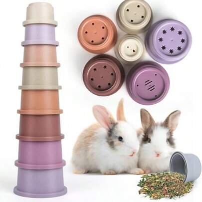 8pcs Rabbit Stacking Cups, Colorful Reusable Rabbit Toys, Different Sizes Of Nested Rabbit Toys
