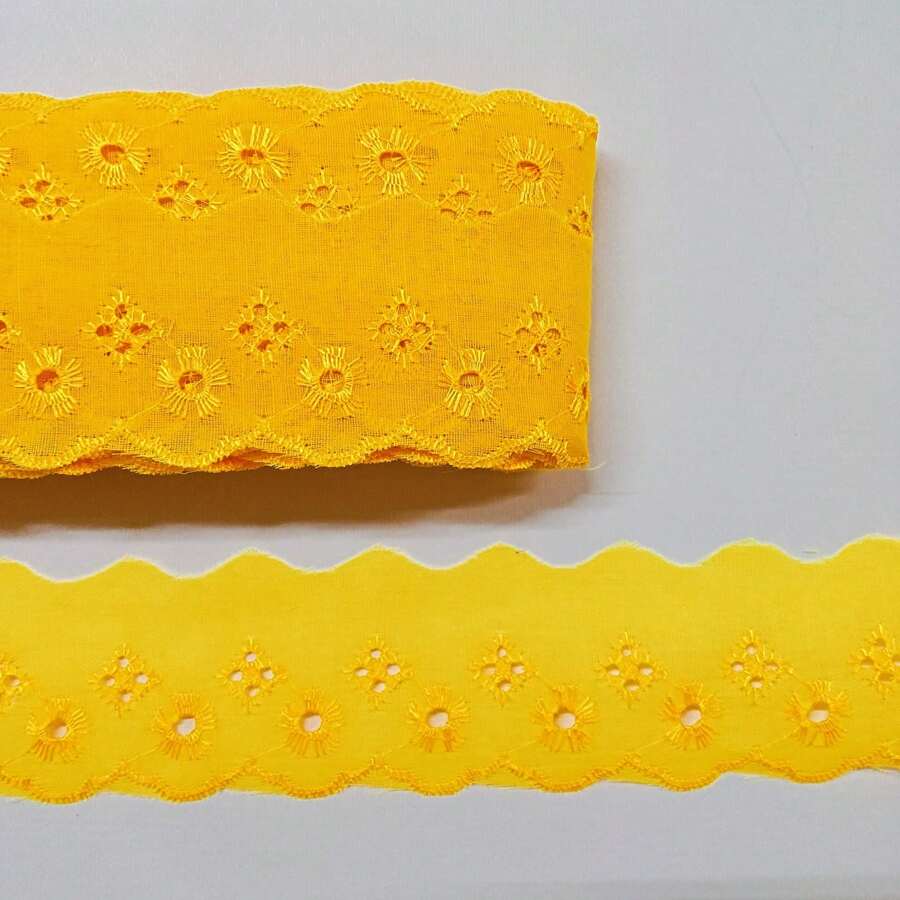 English Embroidery Piece 5cm Wide - 13.70 Meters Long. Embroidered Lace - 金色 - 查看 1