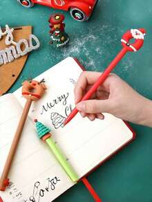 10 bolígrafos de gel navideños, diseños de dibujos animados con temas navideños surtidos, bolígrafos neutros con diseños lindos de Papá Noel, renos, muñeco de nieve, árbol de Navidad y calcetines navideños, perfectos para obsequios de fiesta, recompensas en el aula, suministros de oficina, regalo divertido para amigos y artículos de papelería