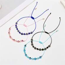 12 件墨西哥邪眼幸运方块水晶好运编织手链串饰手链绳礼物适合女孩批发珠宝家庭共享套装 - 彩色 - 查看 3