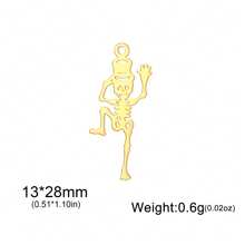 1 pieza Esqueleto bailarín minimalista de acero inoxidable, colgante de araña y murciélago, accesorio creativo con diseño de Halloween adecuado para collar, pulsera, llavero, aretes, accesorios hechos a mano DIY