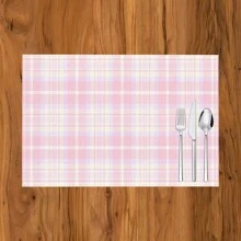 1 pieza/4 piezas/6 piezas Manteles individuales de lino con estampado de cuadros, adecuados para la mesa de comedor, decoración para todas las estaciones, manteles de mesa modernos y lavables, decoración de habitaciones, posavasos, manteles de cocina y comedor, decoración de fiestas interiores y exteriores, decoración del hogar, regalo ideal