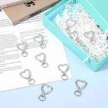 8pcs Heart Shaped Keychain Hooks, Metal Heart Rotating Spring Clip Keychain Hooks For DIY Creative Keychains, Cute Keychain Clips For Wristlet, Card Holders And Photo Keychains - Heart-shaped Buckle + Spring Ring - View 4