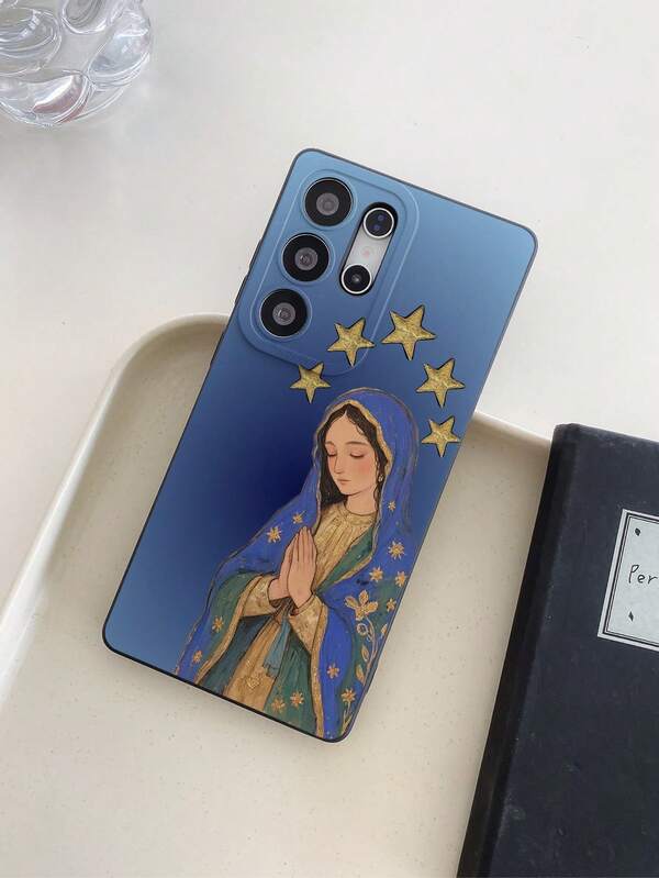 1 buah Casing Ponsel TPU Anti-Jatuh dengan Motif Bintang Dewi Modis dan Latar Belakang Gradien Biru serta Pupil Hitam, Cocok Sebagai Hadiah Liburan, Kompatibel dengan Ponsel Seri Apple Xs/Xsmax/Xr/11 12 13 14 15 16pro/Promax/14 15 16plus, Nothing, Pixel, INFINIX, Redmi